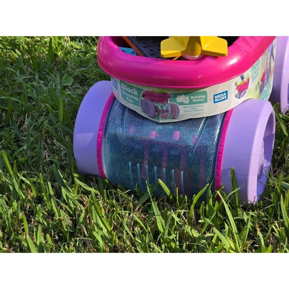 Fisher Price Mega Bloks Block Scooping Wagon Pink Purple Green Building Toy